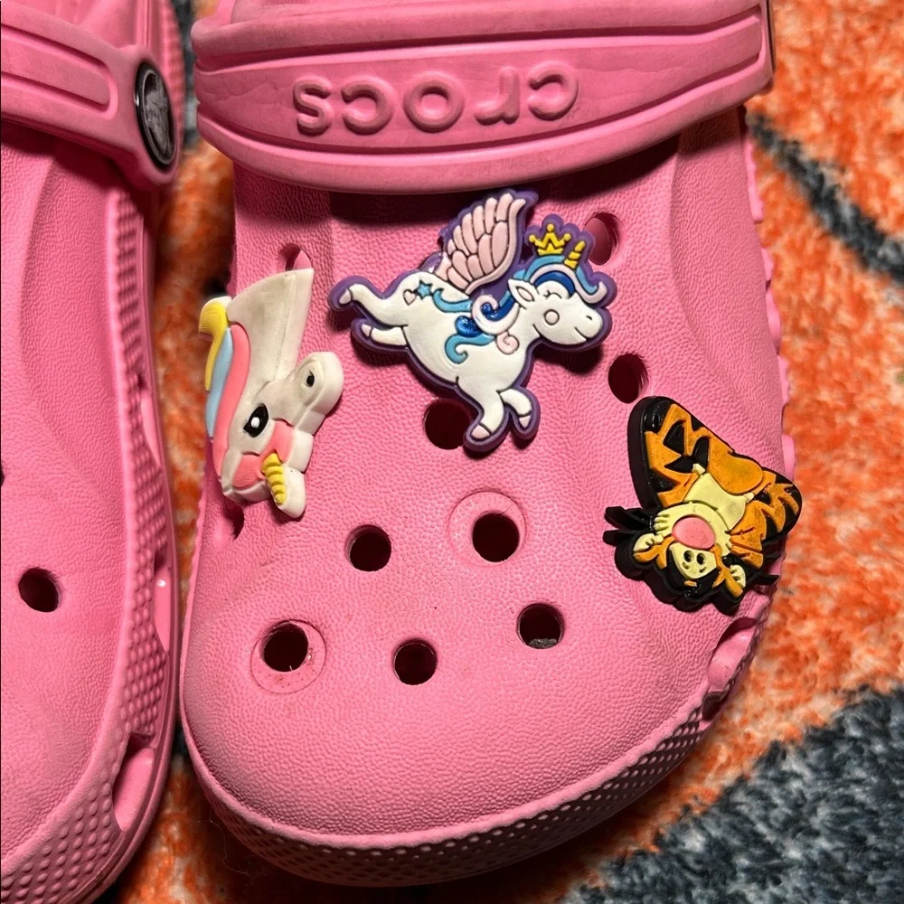 CROCS Kids Pink Sandals with Fun Charms